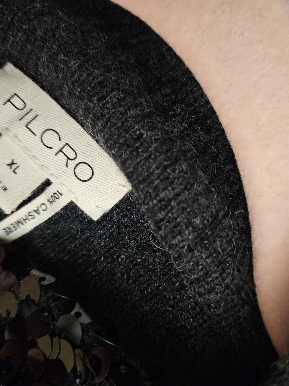 Pilcro From Anthropologie NWT 100% Cashmere Sequin Top - Picture 3 of 4
